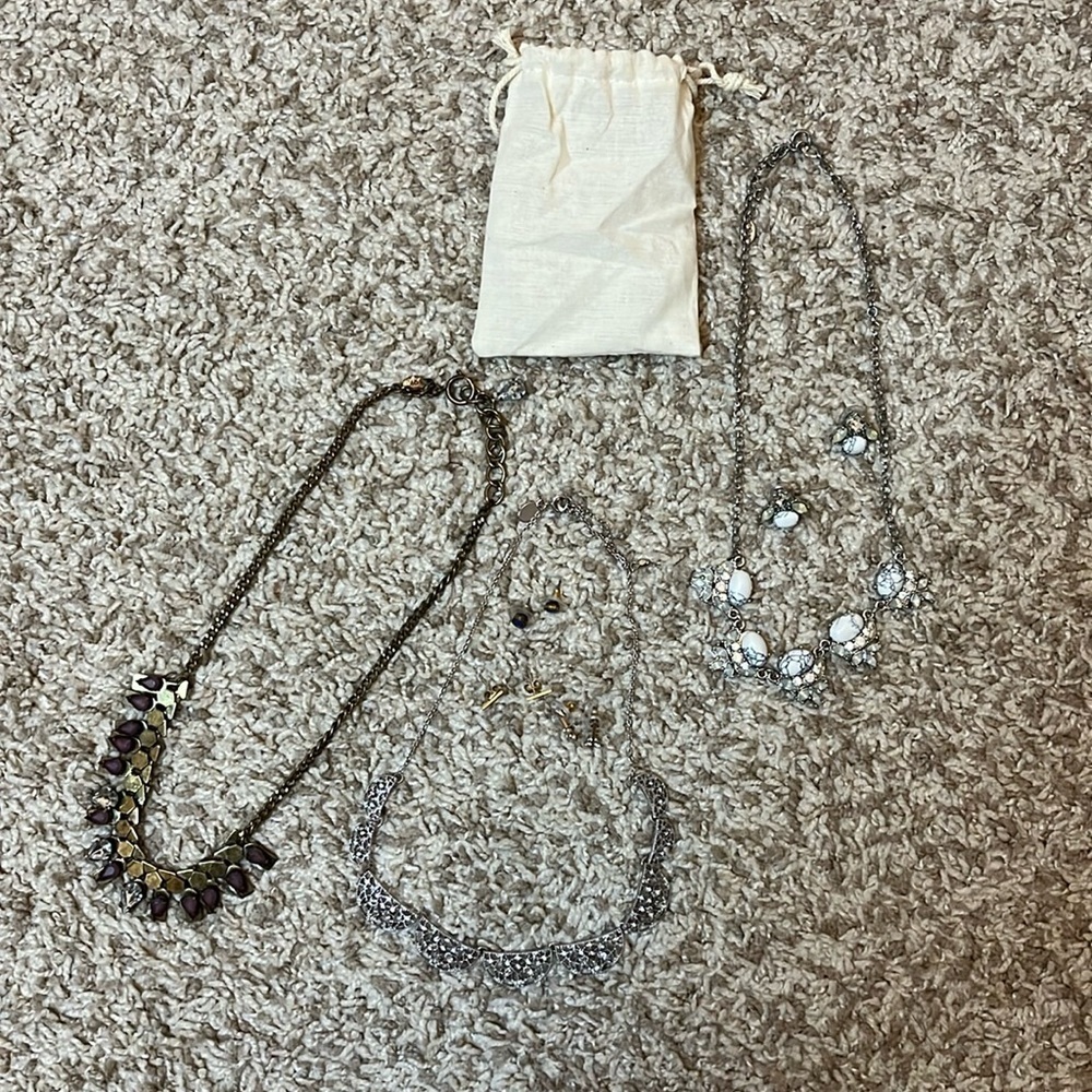 Loft Jewelry Bundle - 3 Statement Necklaces & 4 Stud Earrings